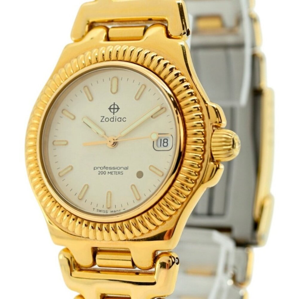 Zodiac 35mm Men's Professional Gold Dot Gold Plated Dress Watch- 313.36.18! - Picture 2 of 9